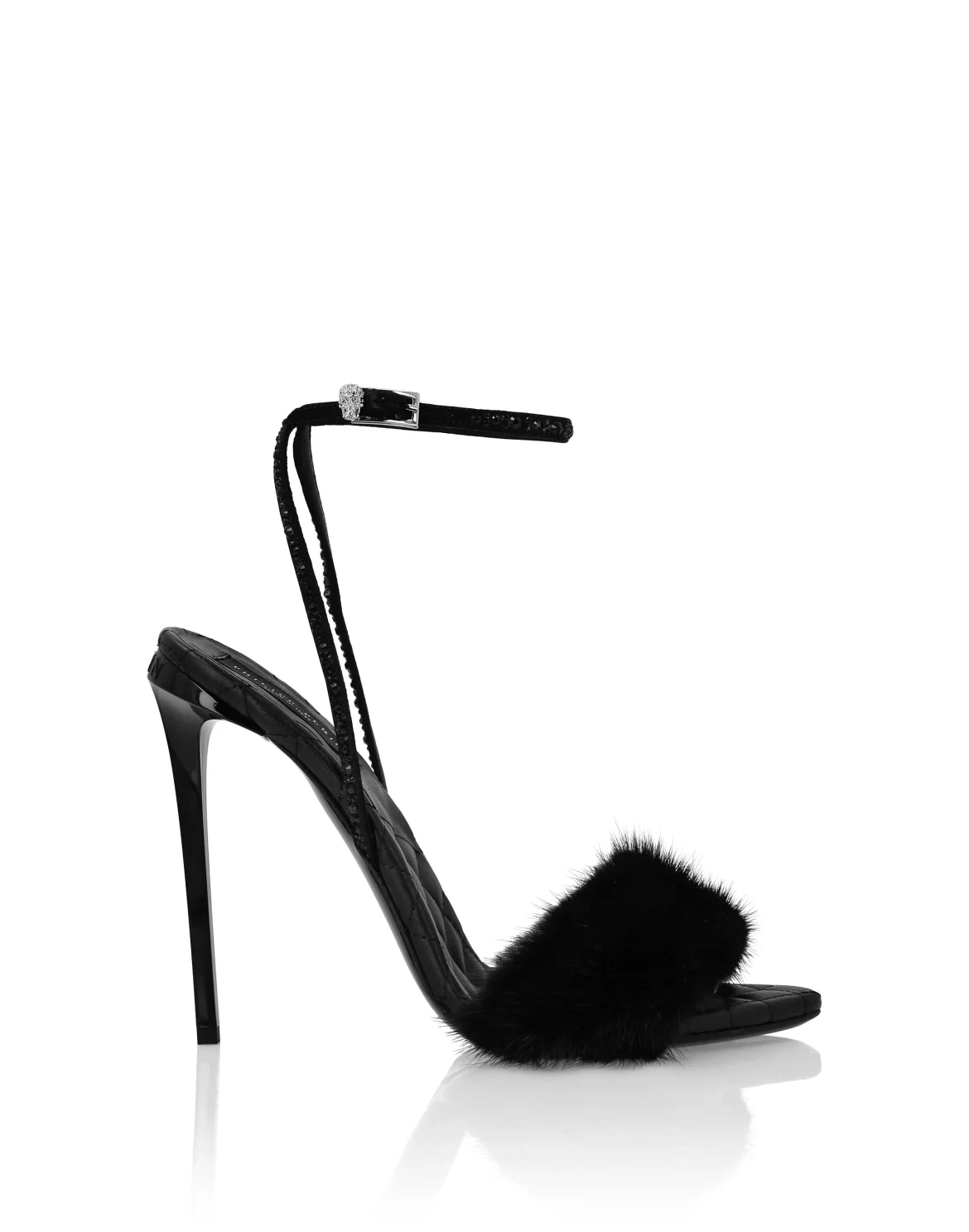 Fur and Strass High Heels 12, цвет: Черный