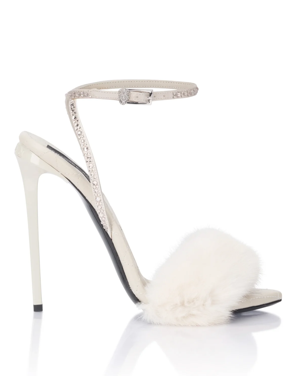 Fur and Strass High Heels 12, цвет: Бежевый