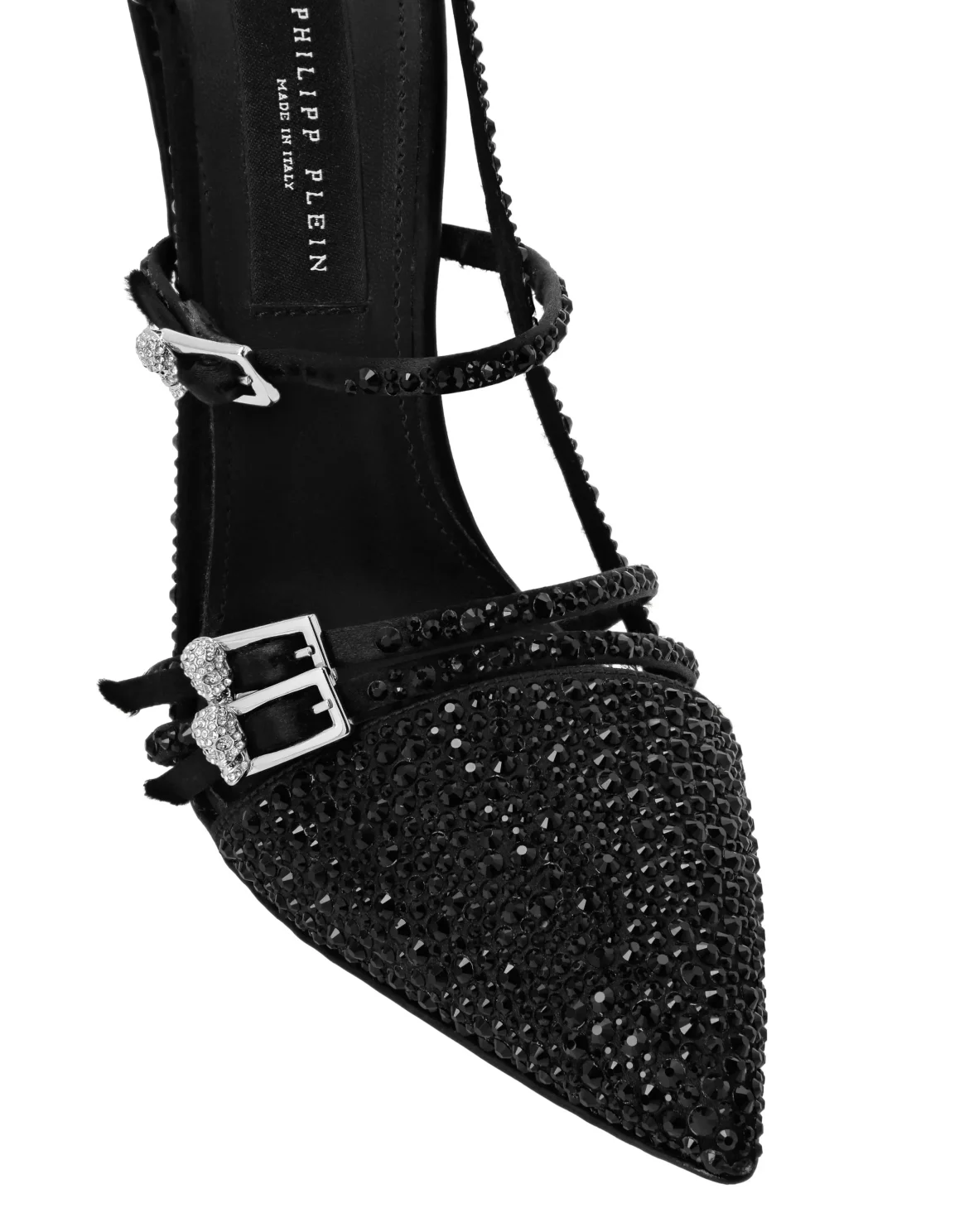 Multi-Strap High-Heel Slingbacks 12 Mix Strass, цвет: Черный
