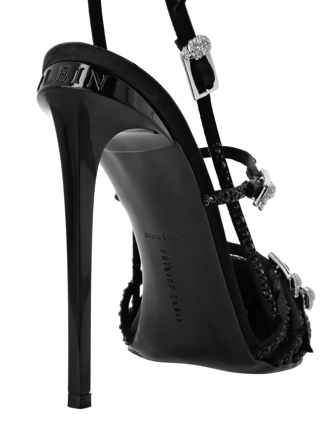 Multi-Strap High-Heel Slingbacks 12 Mix Strass, цвет: Черный