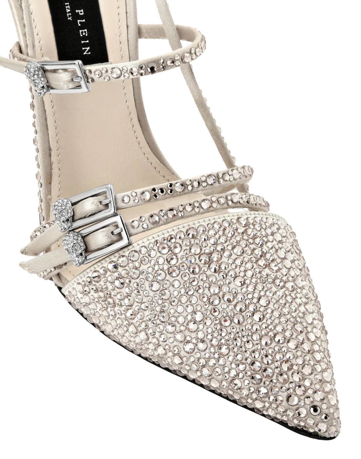 Multi-Strap High-Heel Slingbacks 12 Mix Strass, цвет: Бежевый