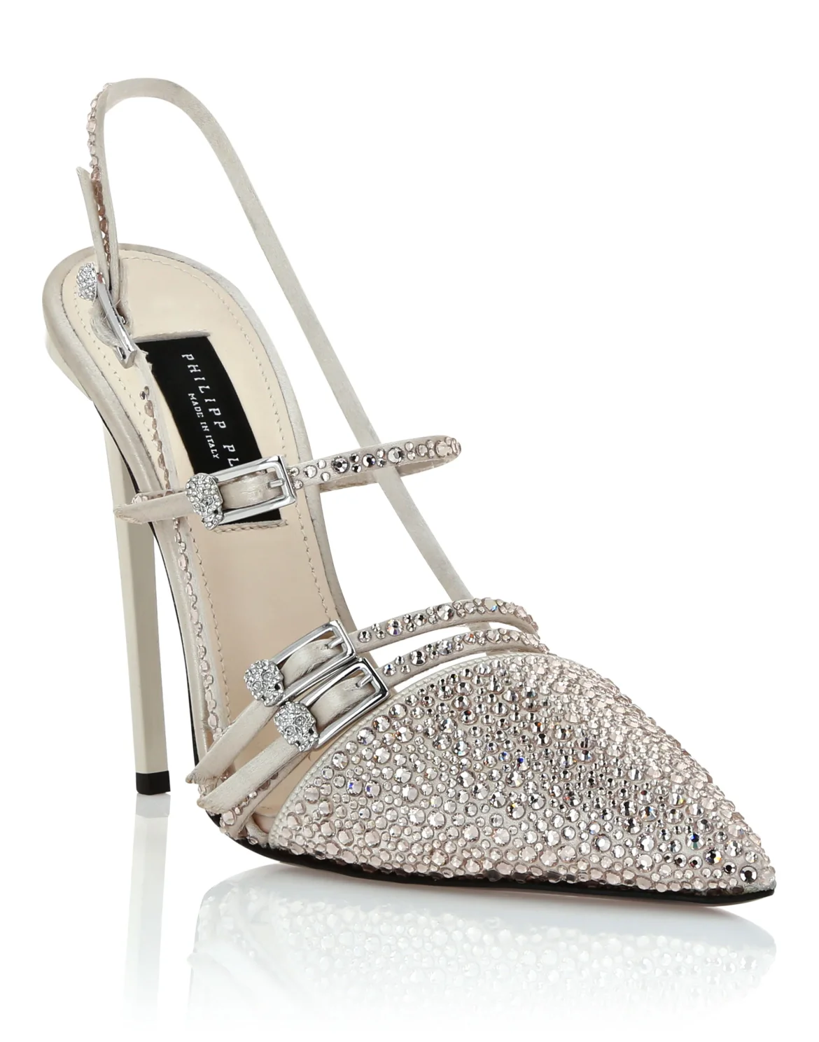 Multi-Strap High-Heel Slingbacks 12 Mix Strass, цвет: Бежевый