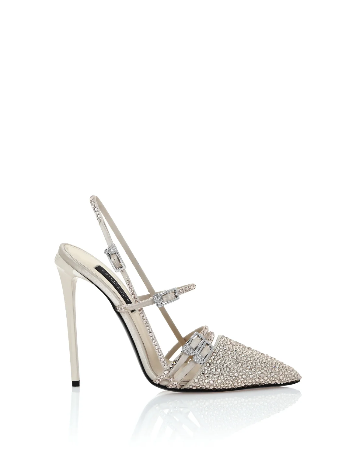 Multi-Strap High-Heel Slingbacks 12 Mix Strass, цвет: Бежевый