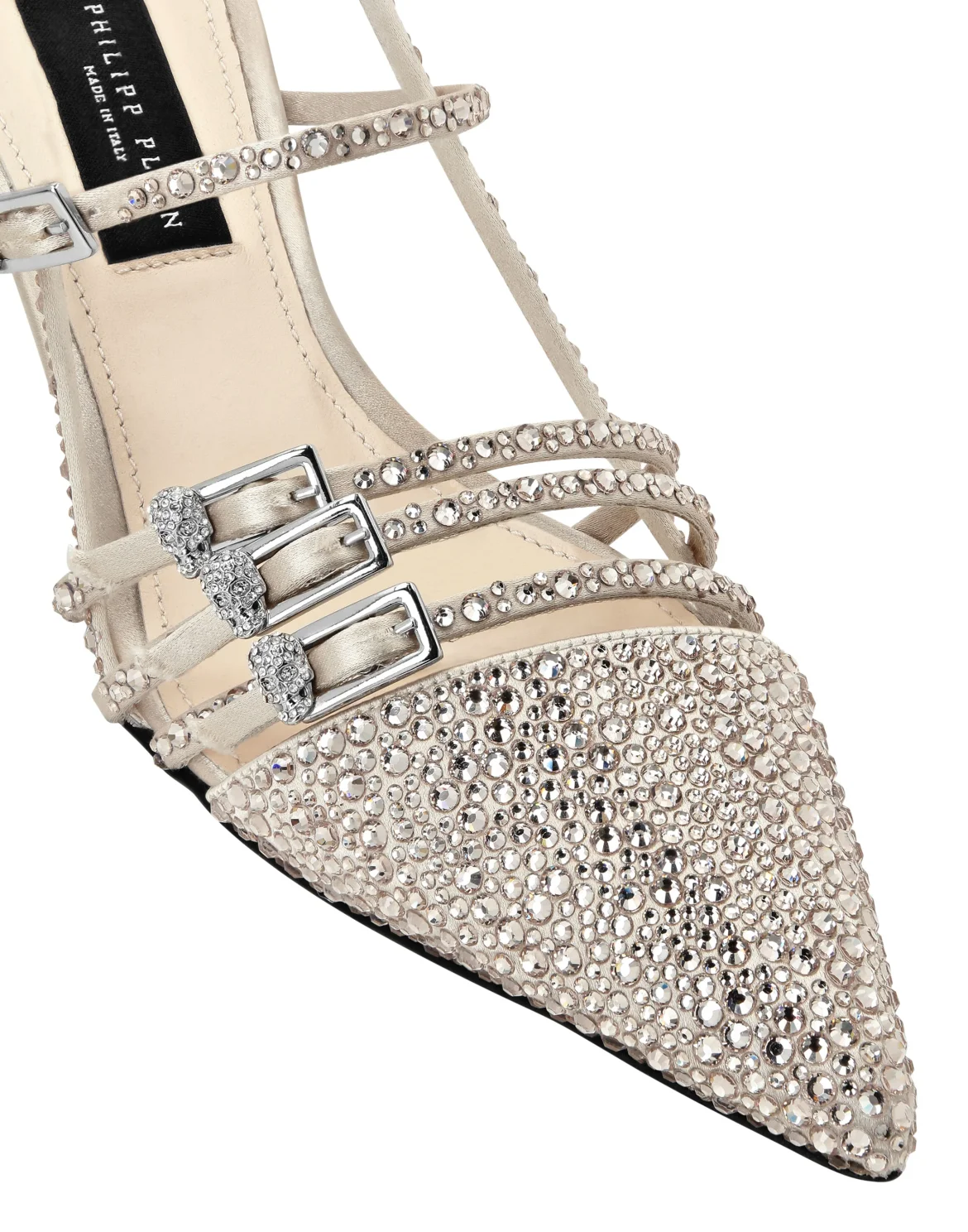 Multi-Strap Mid-Heel Slingbacks 5 Mix Strass, цвет: Бежевый