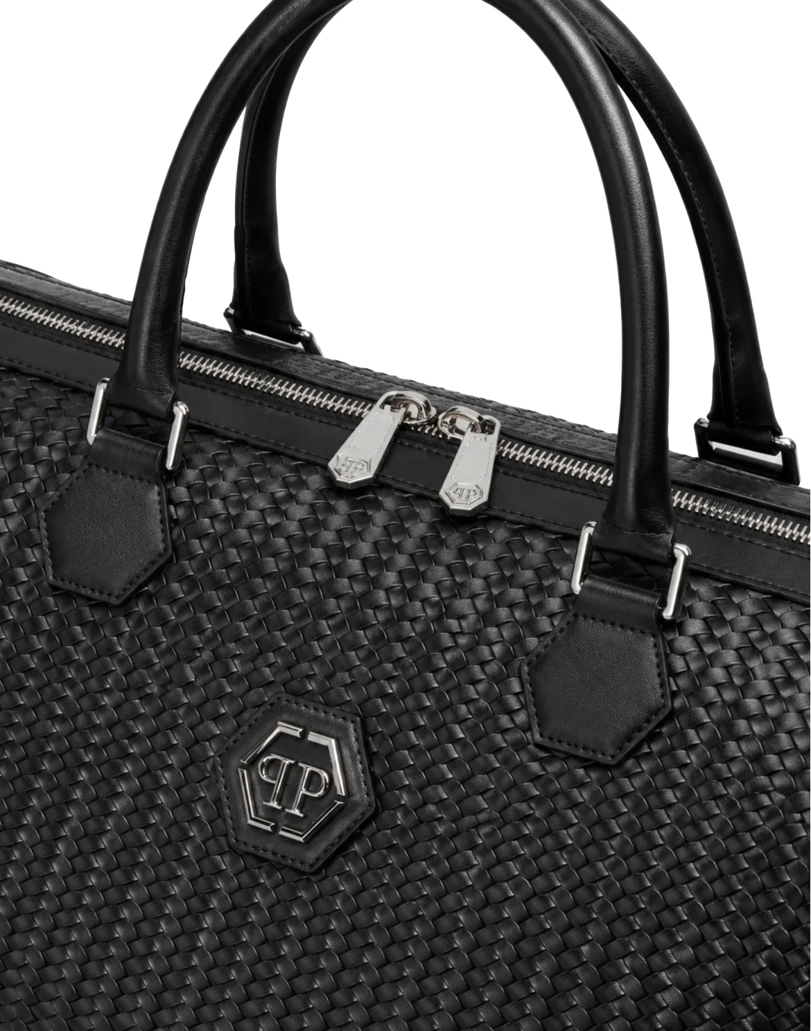 Weaved Leather Weekend Bag, цвет: Черный