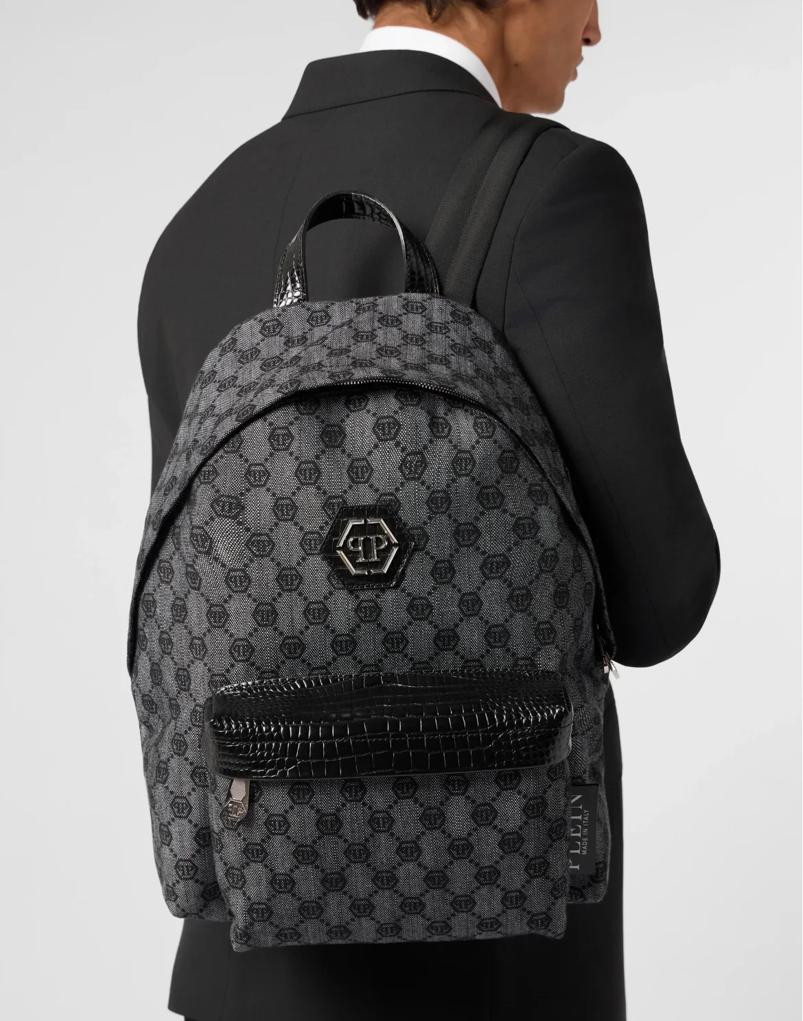 Denim Backpack Jacquard Monogram, цвет: Черный