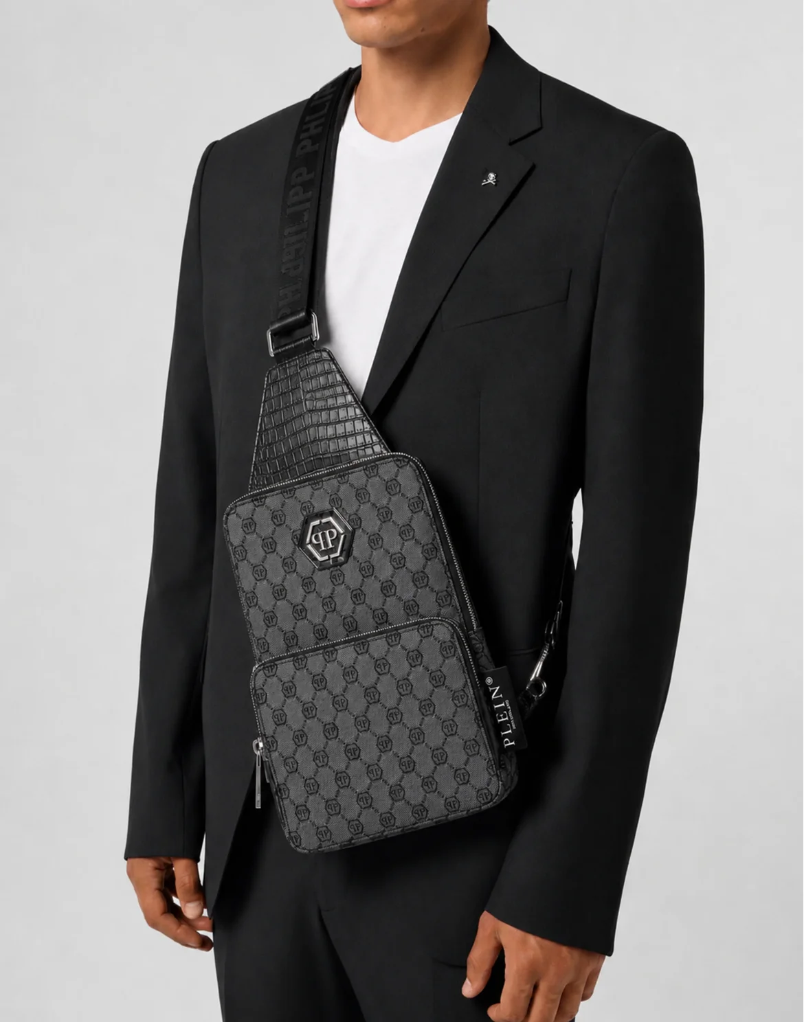 Denim Cross Body Bag Jacquard Monogram, цвет: Черный