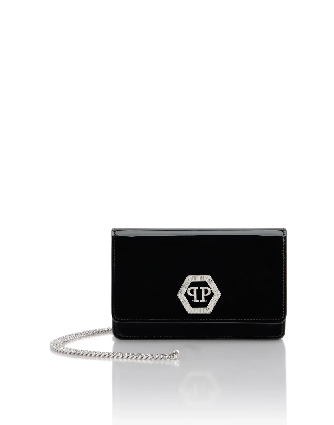 Patent Leather Shoulder Bag Hexagon, цвет: Черный