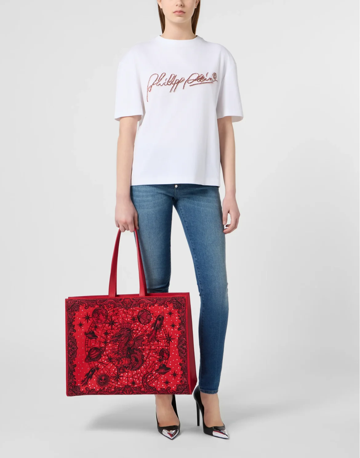 Shopper Bag Embroidery Zodiac, цвет: Красный