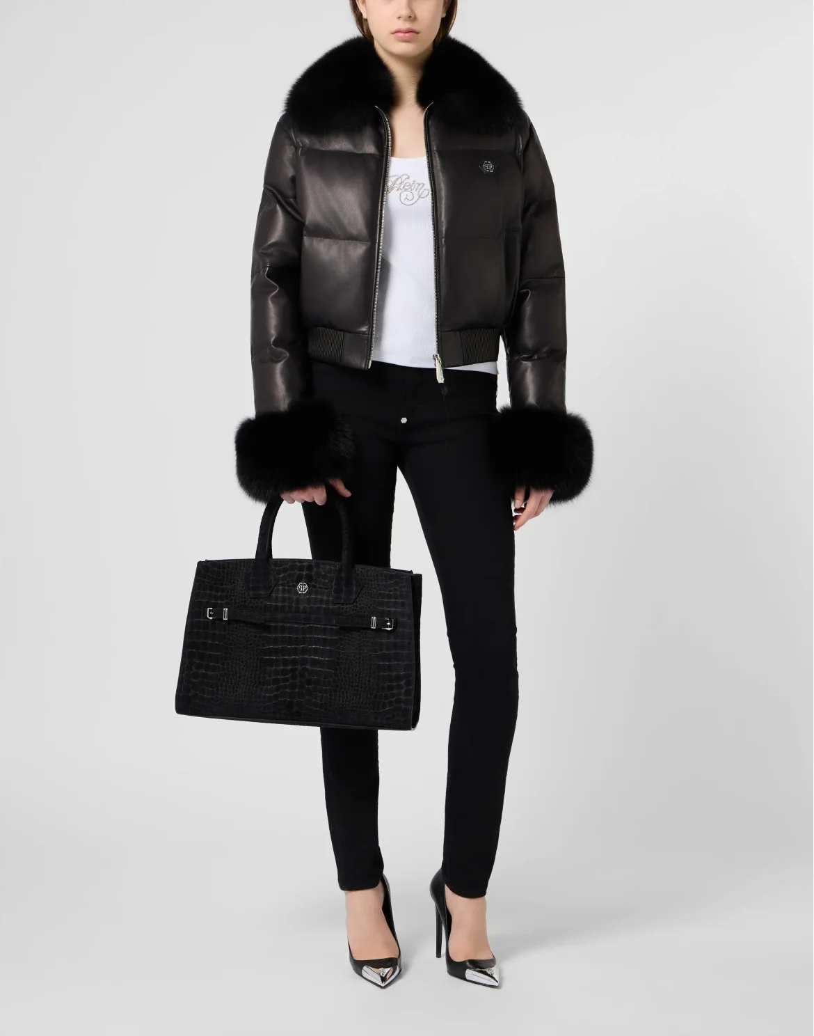 Dynasty Large Suede Top Handle Bag Cocco, цвет: Черный