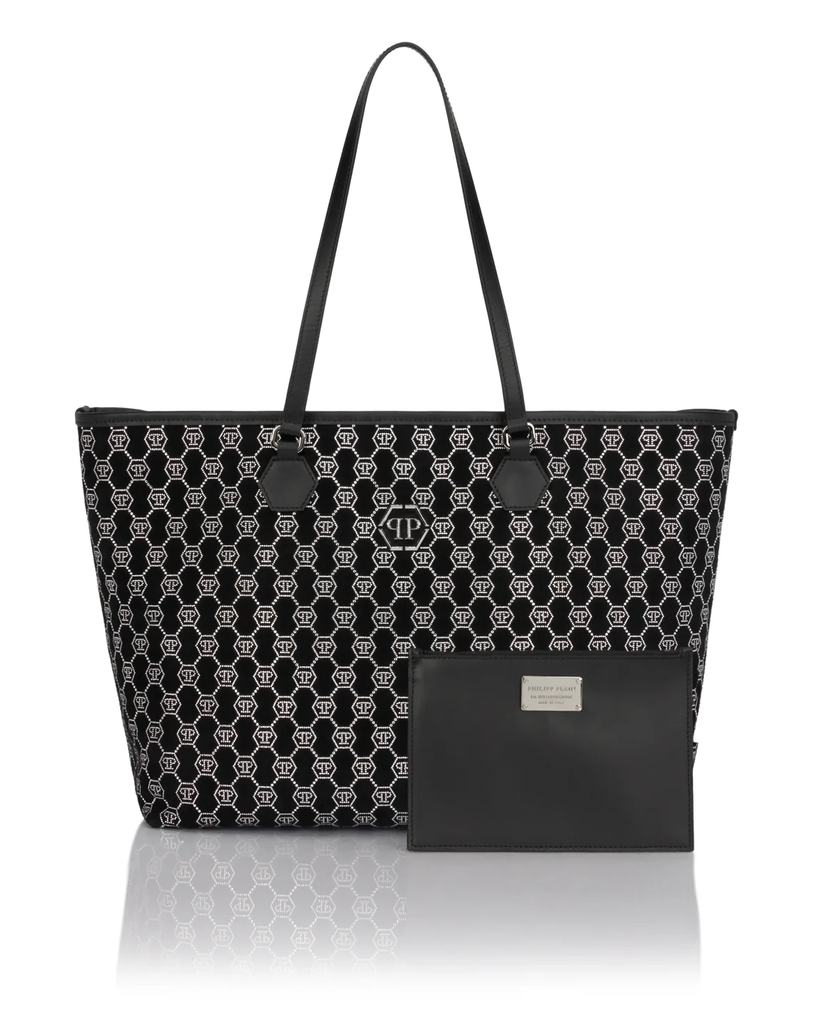 Suede Shopper Bag Monogram Strass, цвет: Черный
