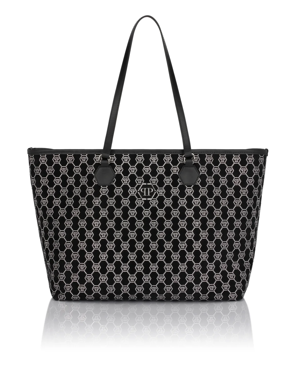 Suede Shopper Bag Monogram Strass, цвет: Черный