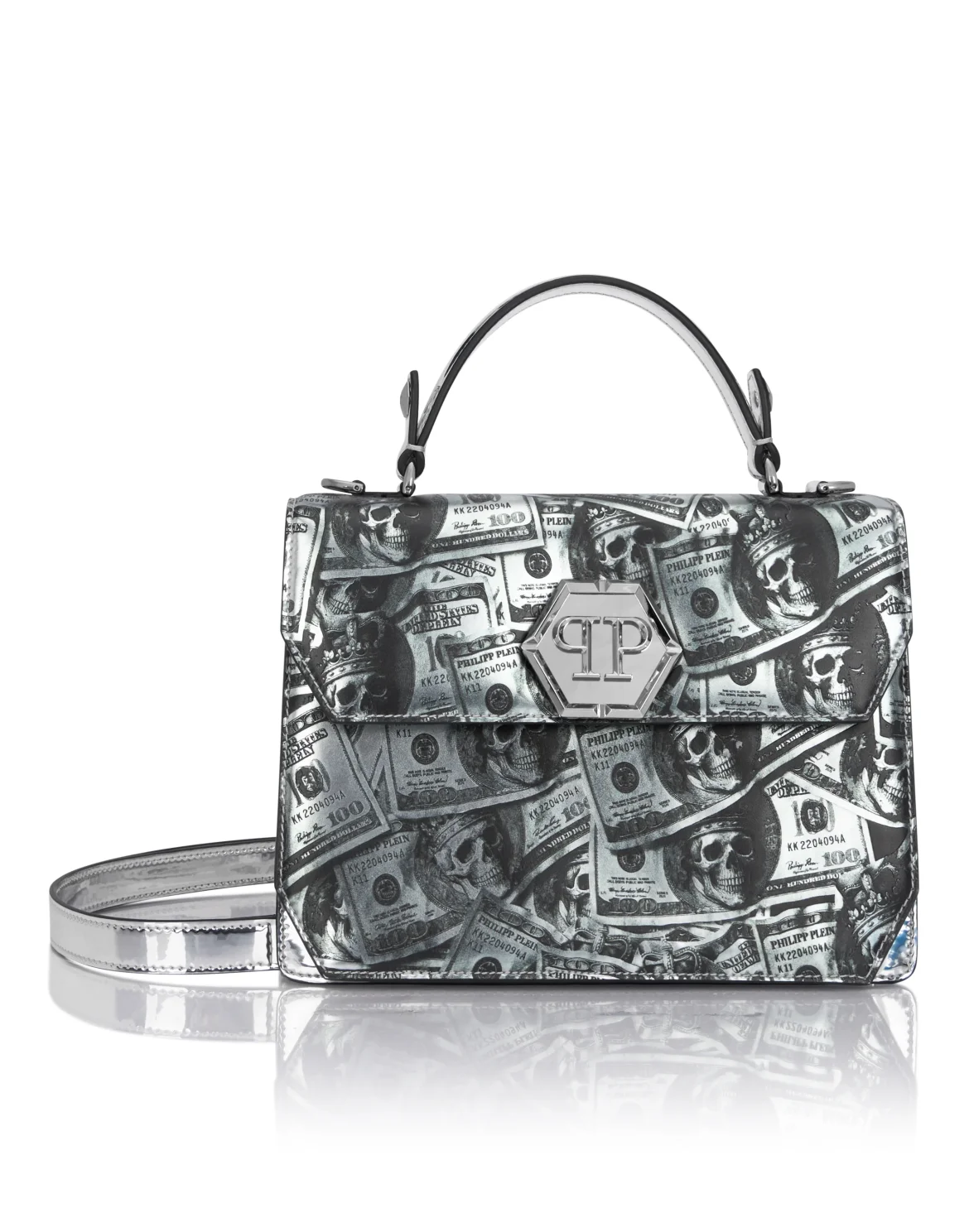 Small Handle Bag Superheroine Mirror Dollar, цвет: Серебристый