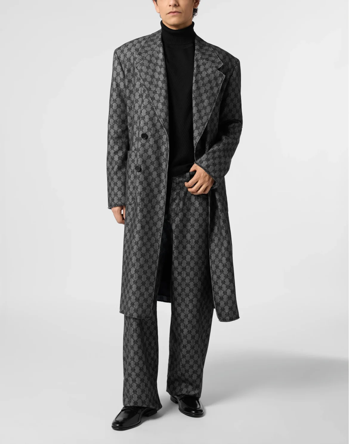 Denim Coat Jacquard Monogram, цвет: Черный