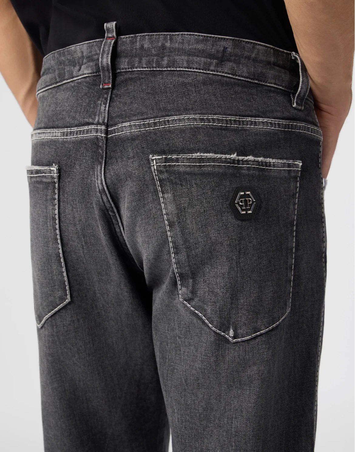 Super Straight Cut Jeans Contrast Stitching, цвет: Черный