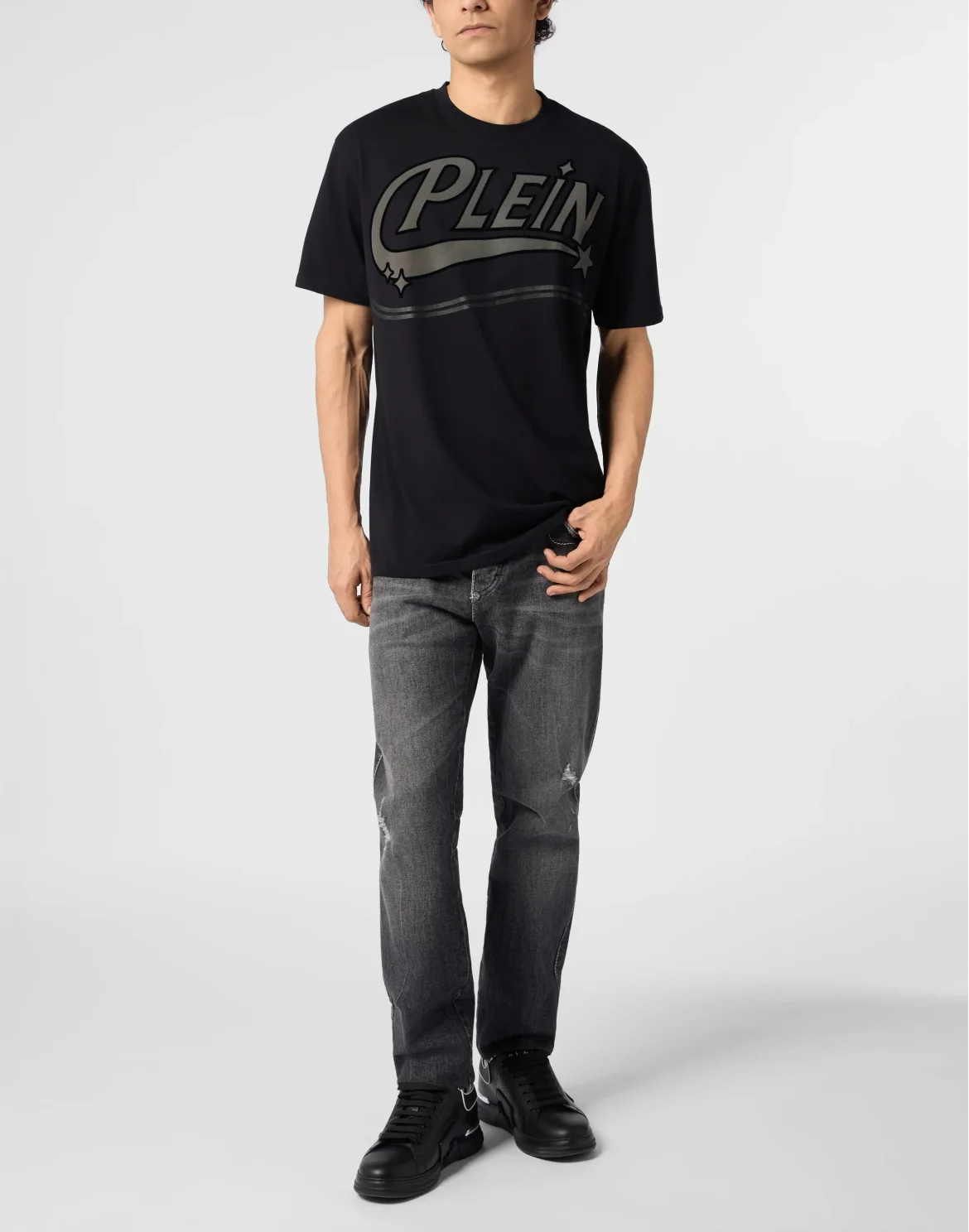 Super Straight Cut Jeans Contrast Stitching, цвет: Черный
