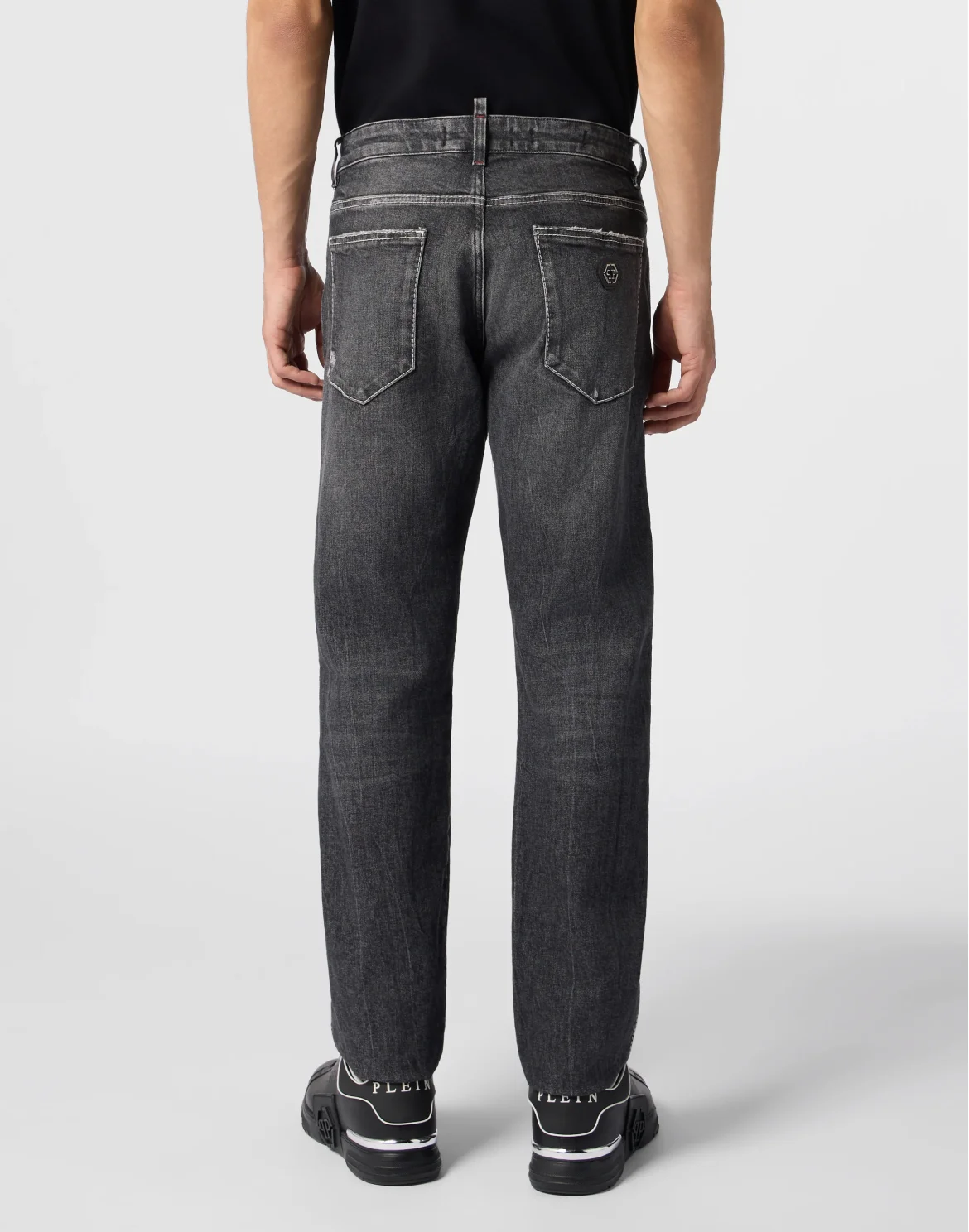 Super Straight Cut Jeans Contrast Stitching, цвет: Черный