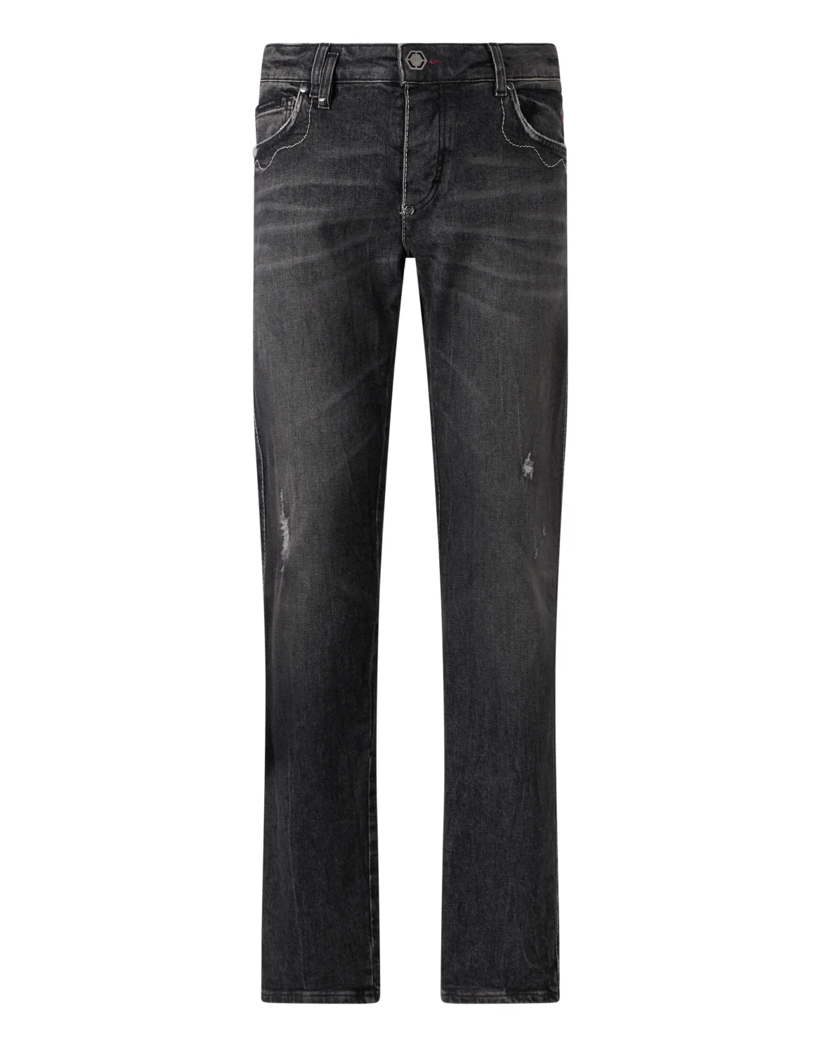 Super Straight Cut Jeans Contrast Stitching, цвет: Черный