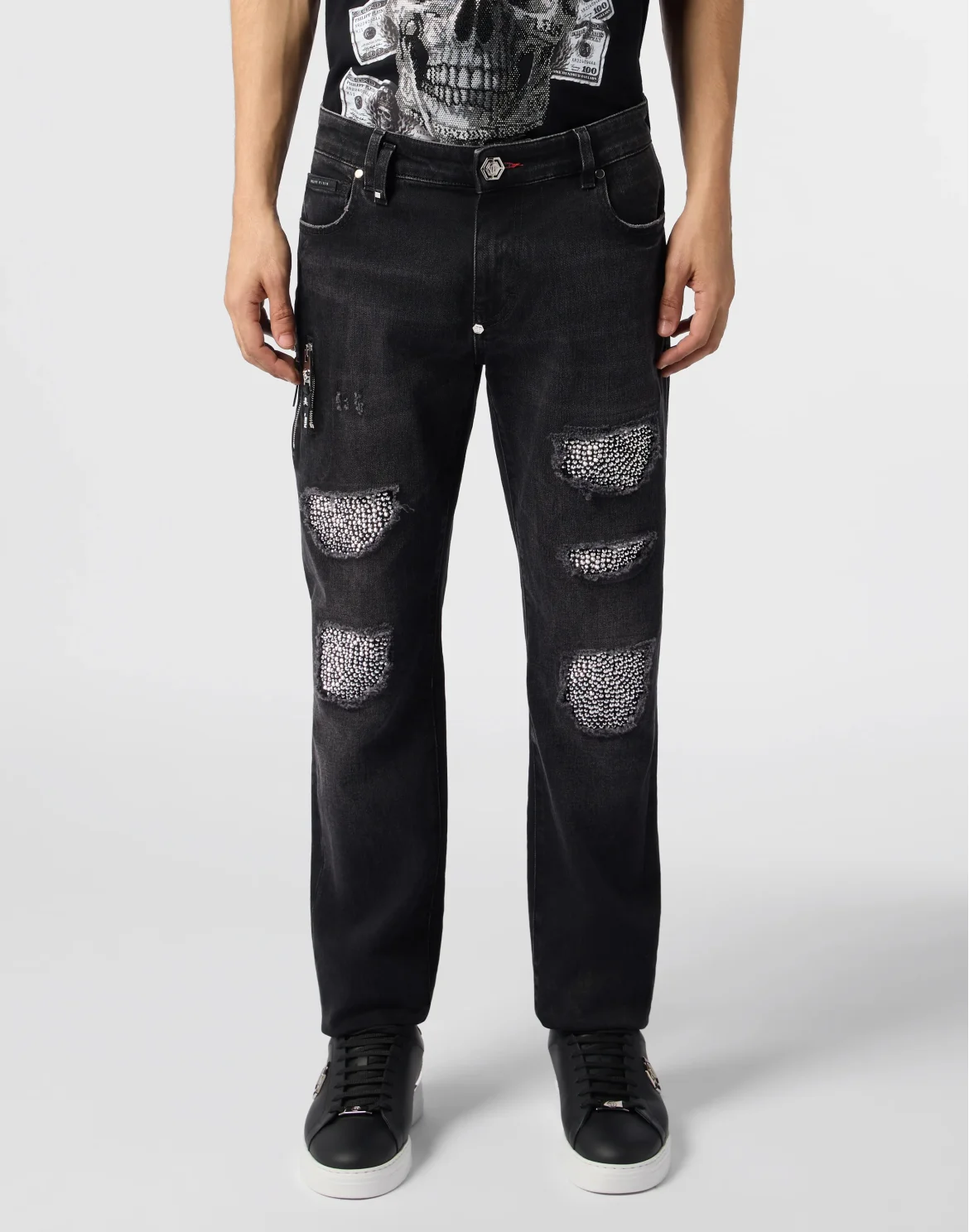 Rockstar Fit Jeans Mirror Strass, цвет: Черный