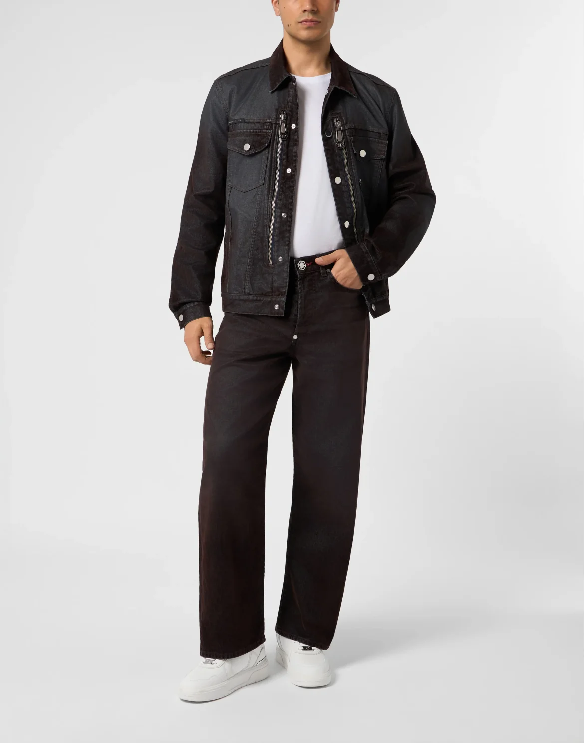 Loose Wide Fit Jeans Lasered Flock, цвет: Черный