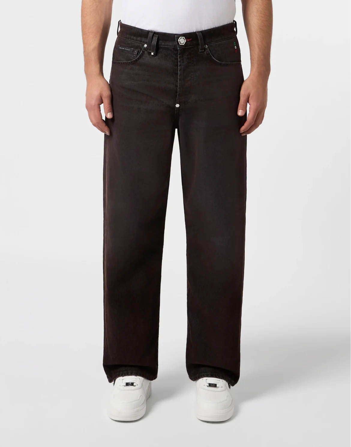 Loose Wide Fit Jeans Lasered Flock, цвет: Черный