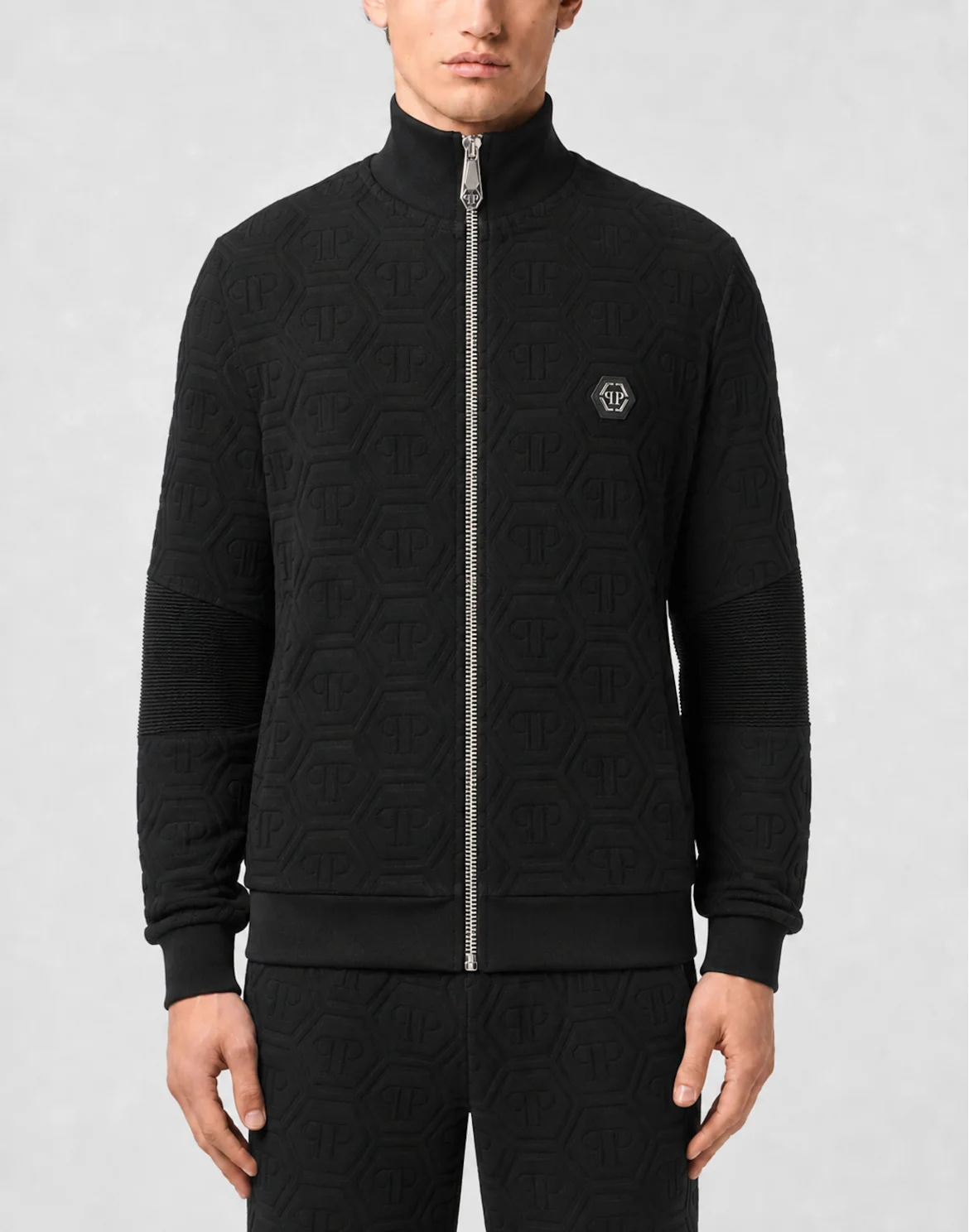 Padded Tracksuit Jacket Biker Monogram, цвет: Черный