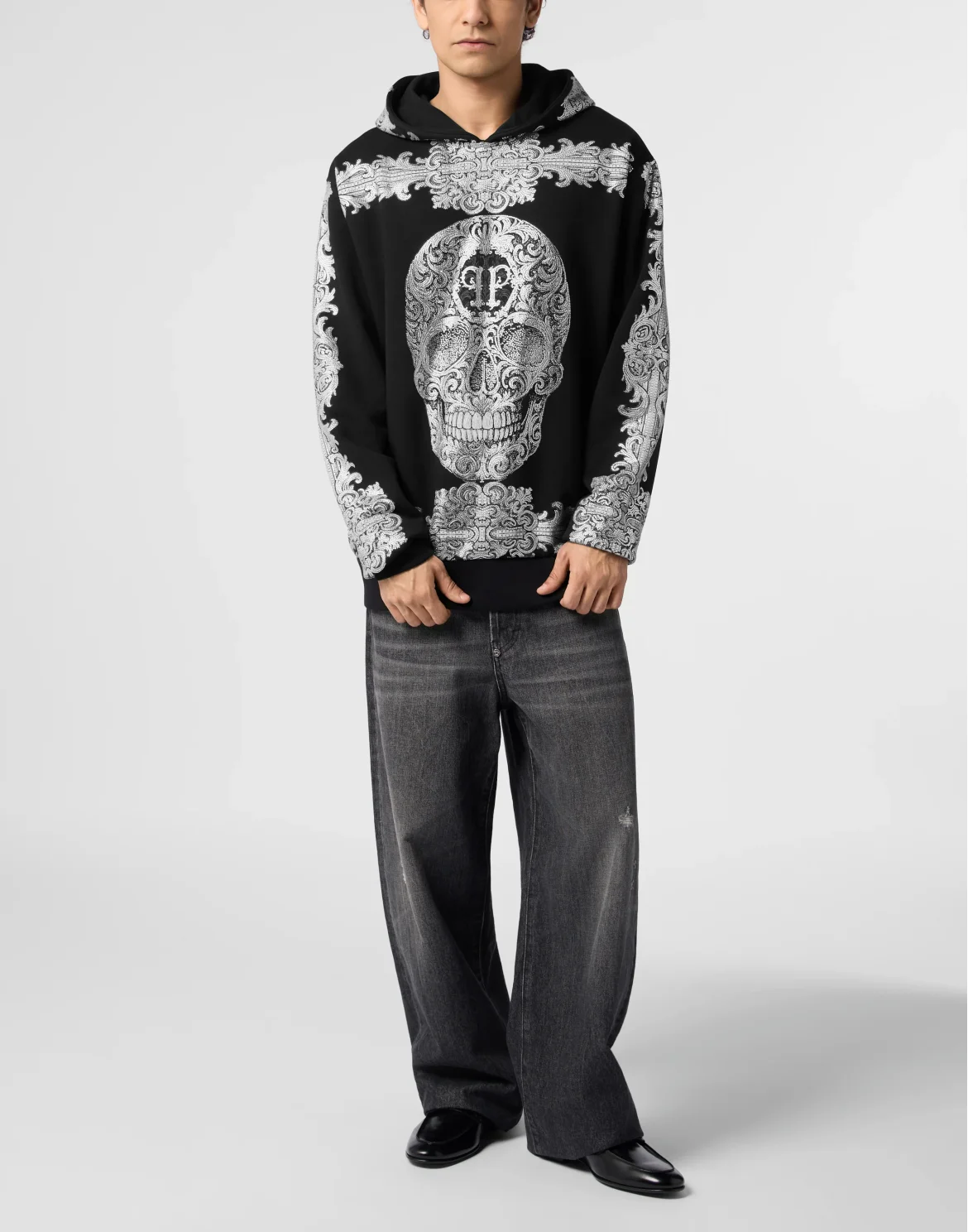 Hoodie Baroque Skull Stones, цвет: Черный