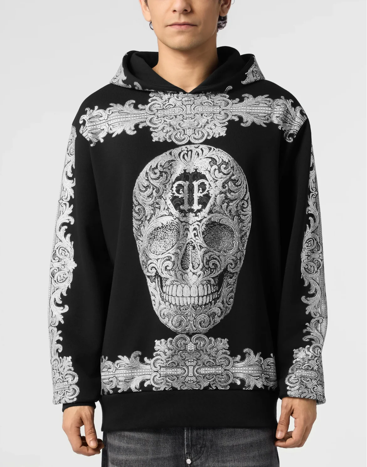 Hoodie Baroque Skull Stones, цвет: Черный