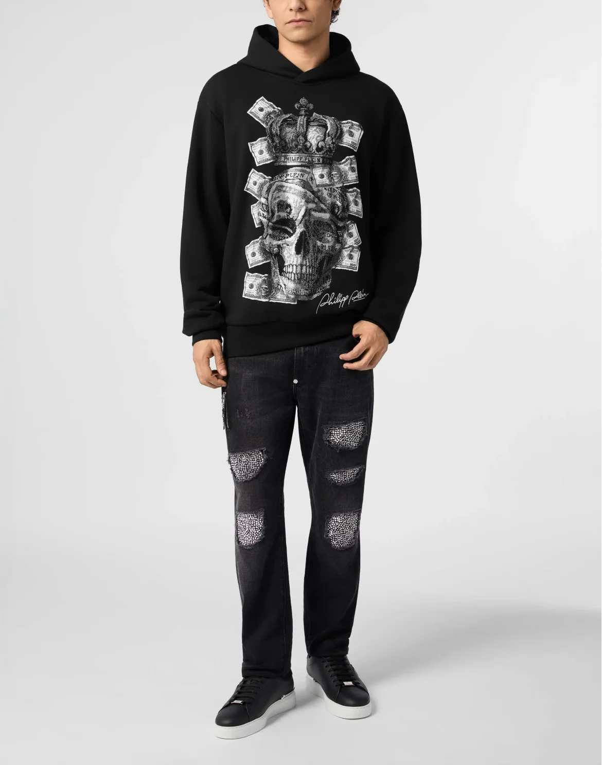Hoodie Dollar Skull Stones, цвет: Черный