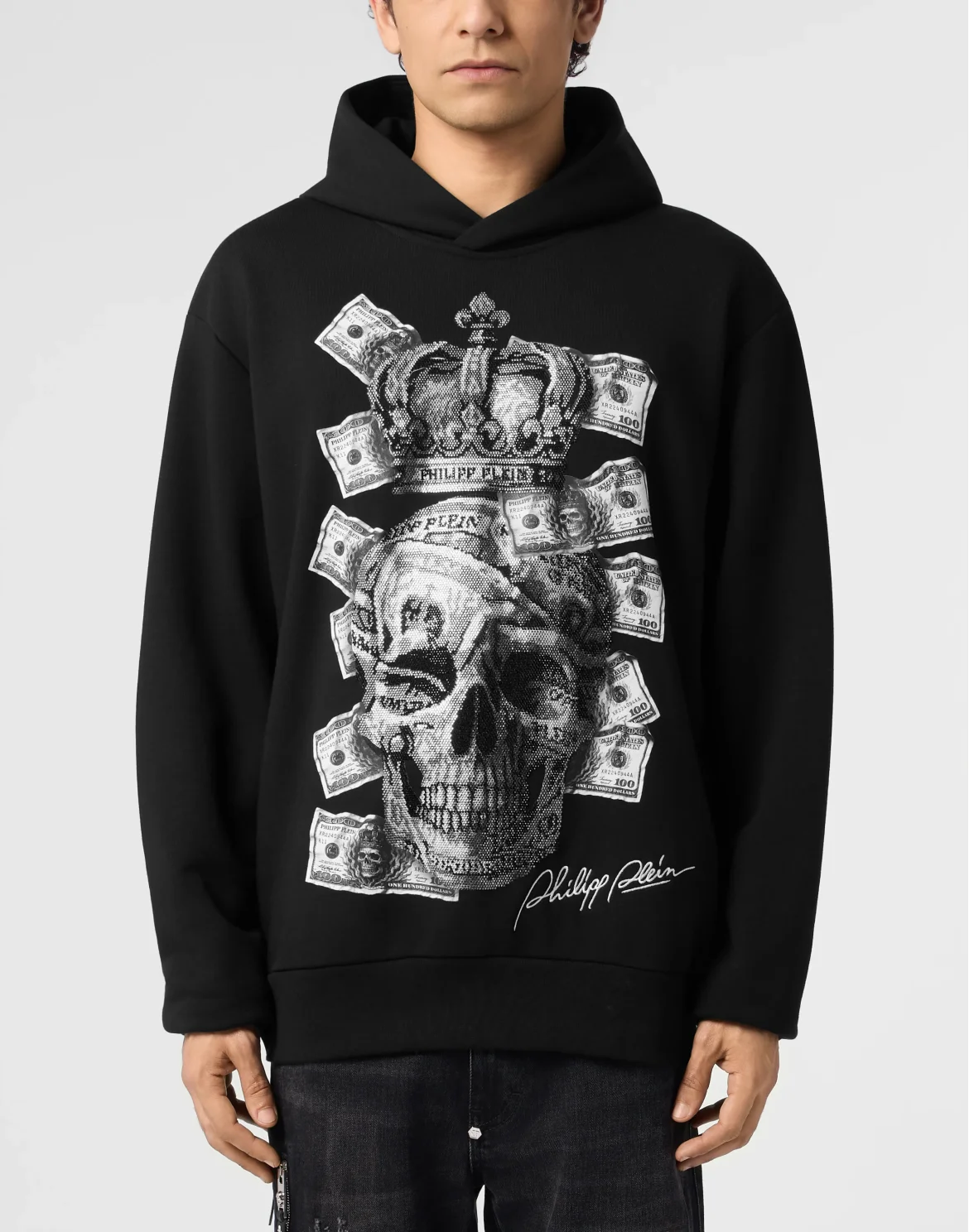 Hoodie Dollar Skull Stones, цвет: Черный