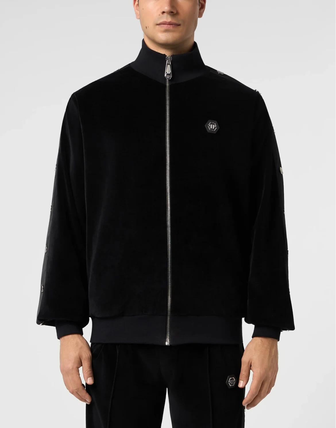 Chenille Tracksuit Jacket Buttons, цвет: Черный