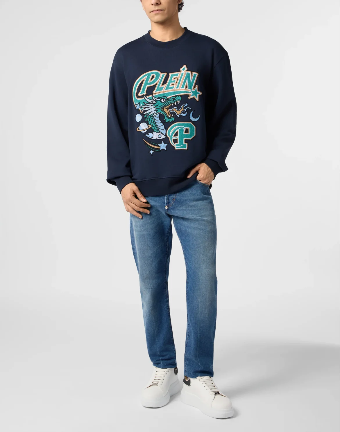 Round Neck Pullover Space Dragon, цвет: Синий