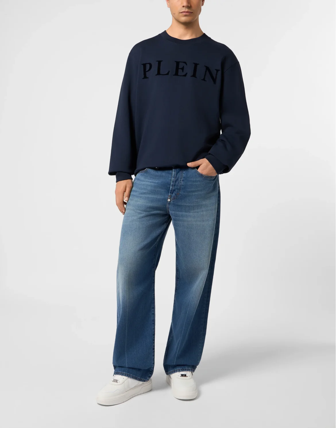 Round Neck Sweatshirt Logo, цвет: Синий
