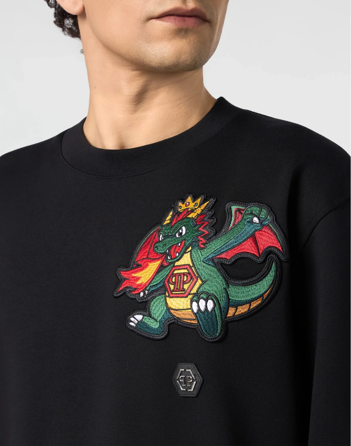 Fleece Sweatshirt Chest Dragon, цвет: Черный