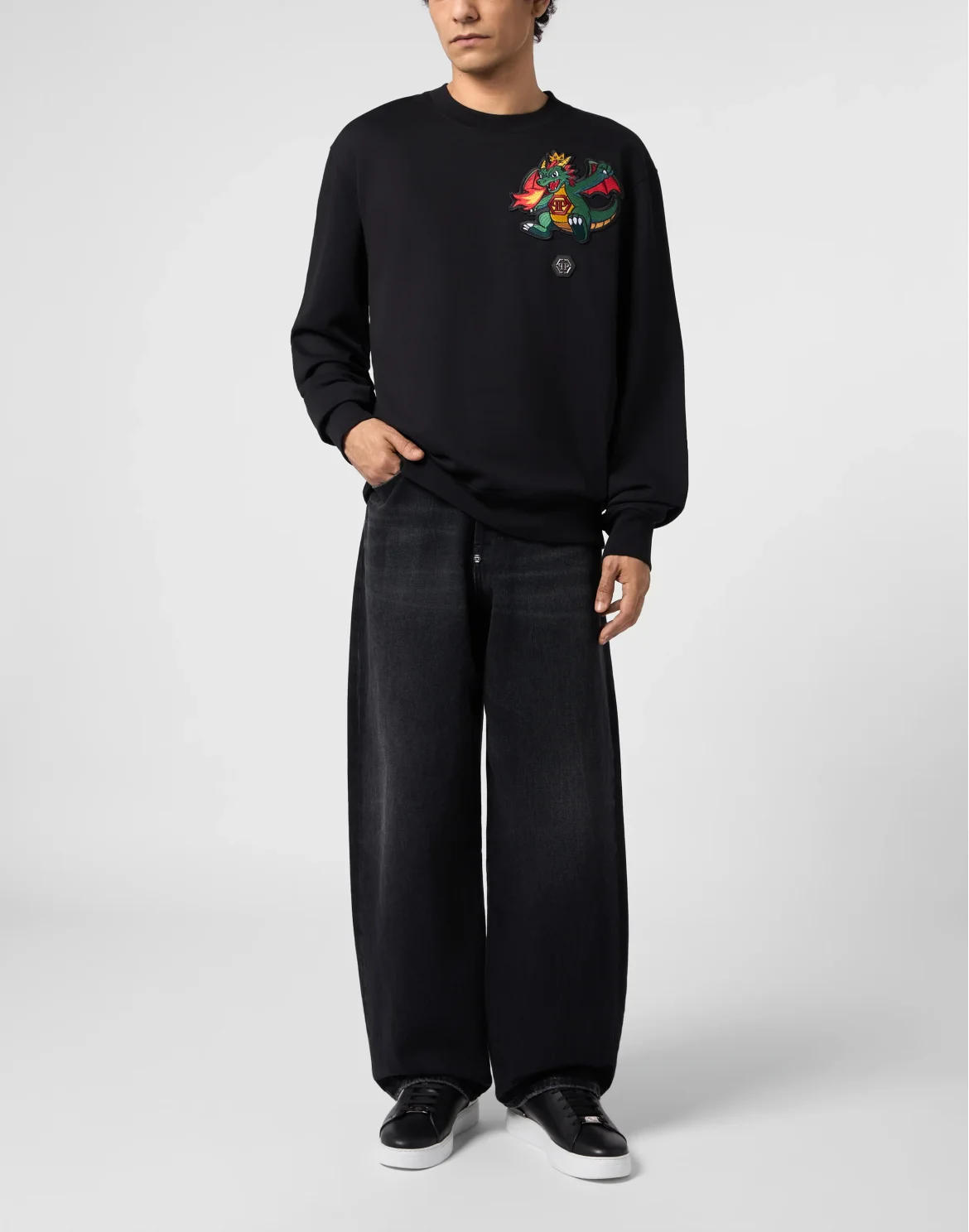 Fleece Sweatshirt Chest Dragon, цвет: Черный