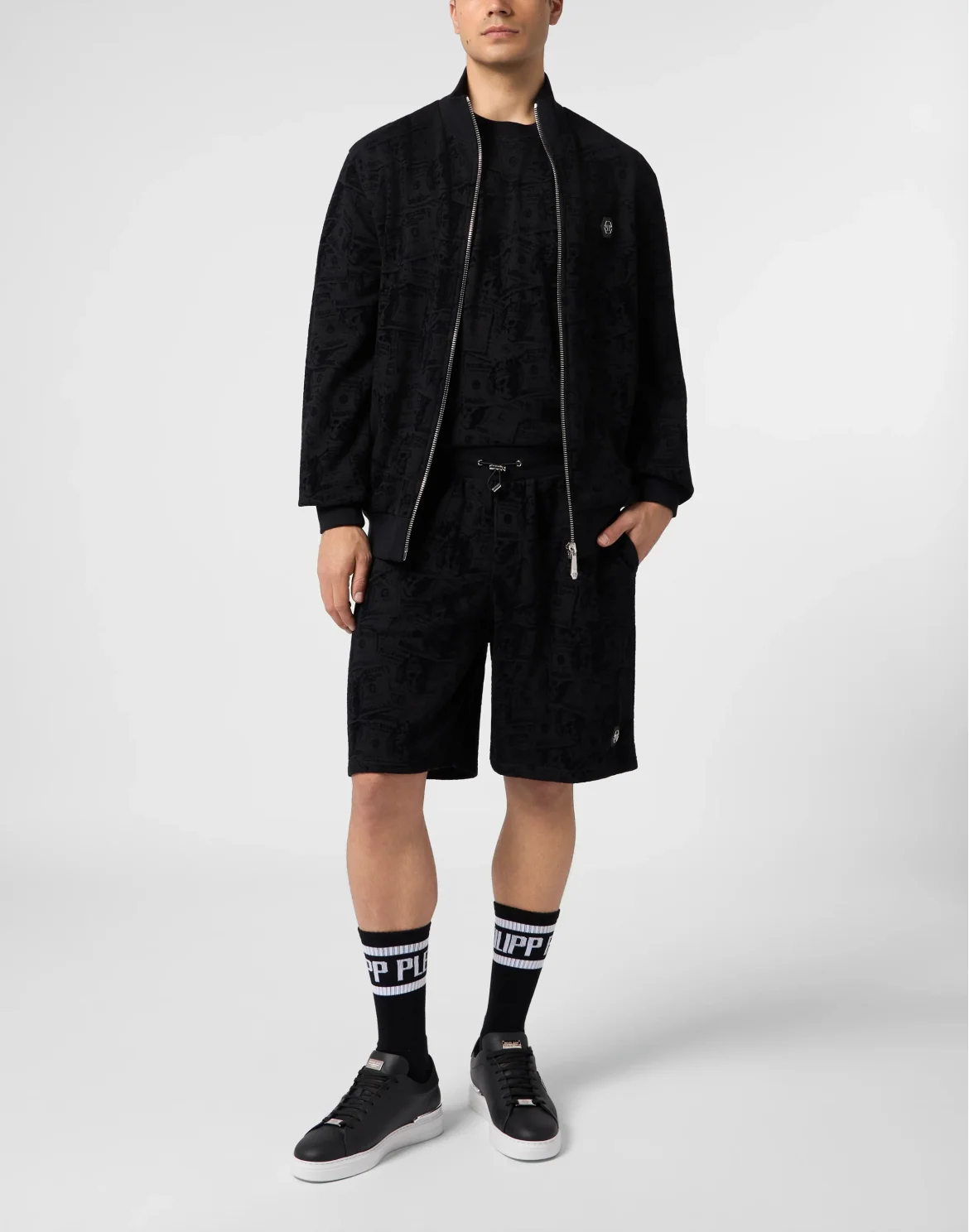 Fleece Shorts All-Over Dollar Skull, цвет: Черный