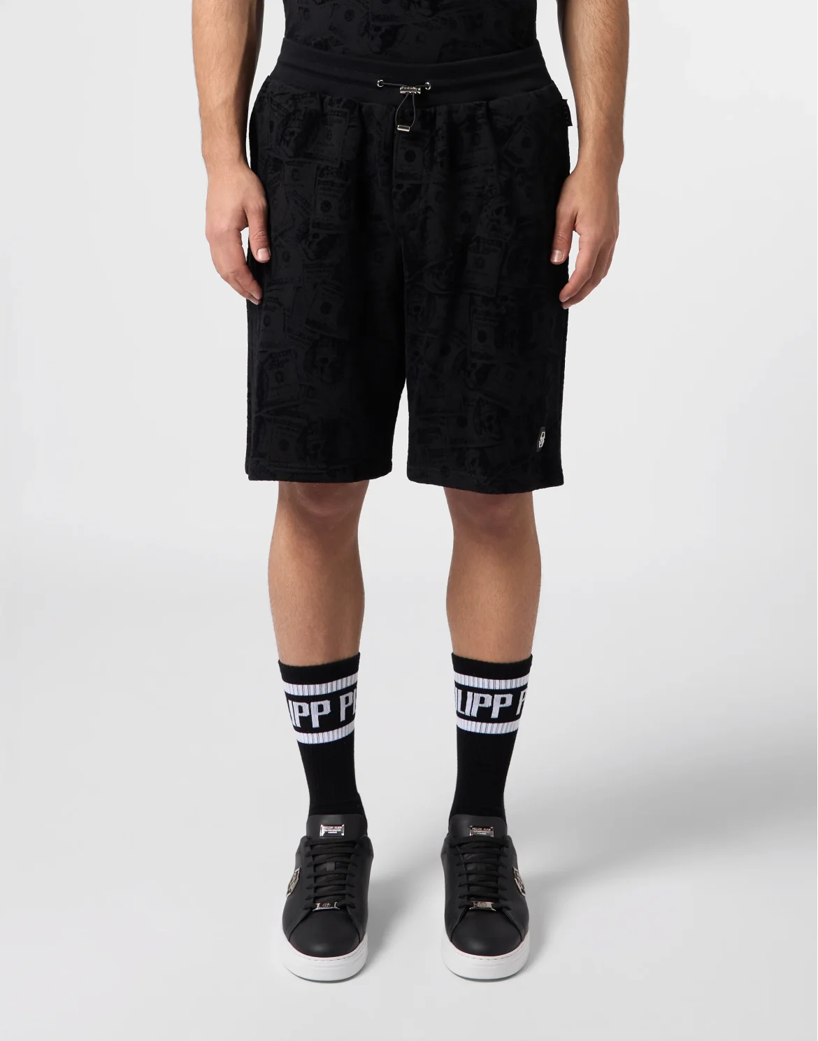 Fleece Shorts All-Over Dollar Skull, цвет: Черный