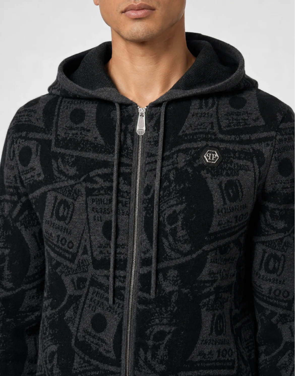 Knit Zip Hoodie All-Over Dollar, цвет: Черный