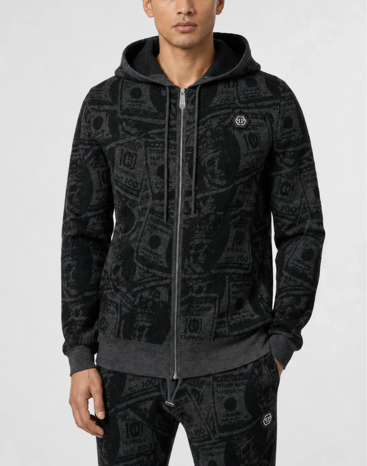 Knit Zip Hoodie All-Over Dollar, цвет: Черный