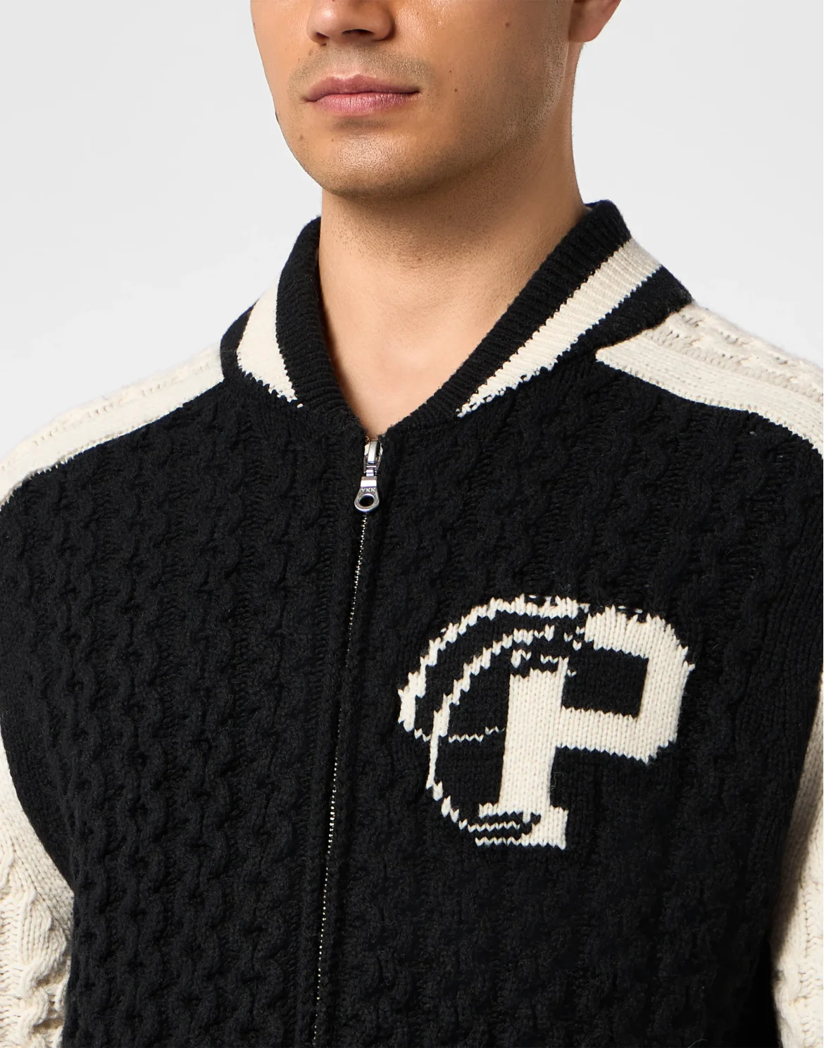 Wool Blend Knitted Bomber Plein Star, цвет: Черный