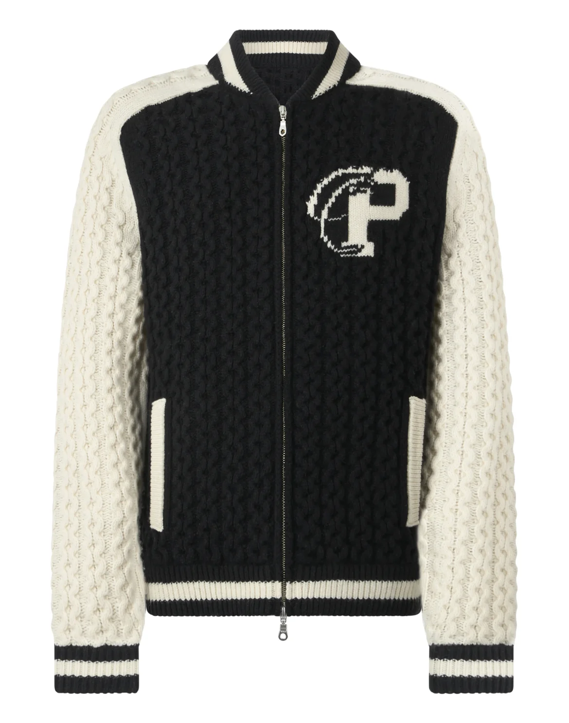 Wool Blend Knitted Bomber Plein Star, цвет: Черный