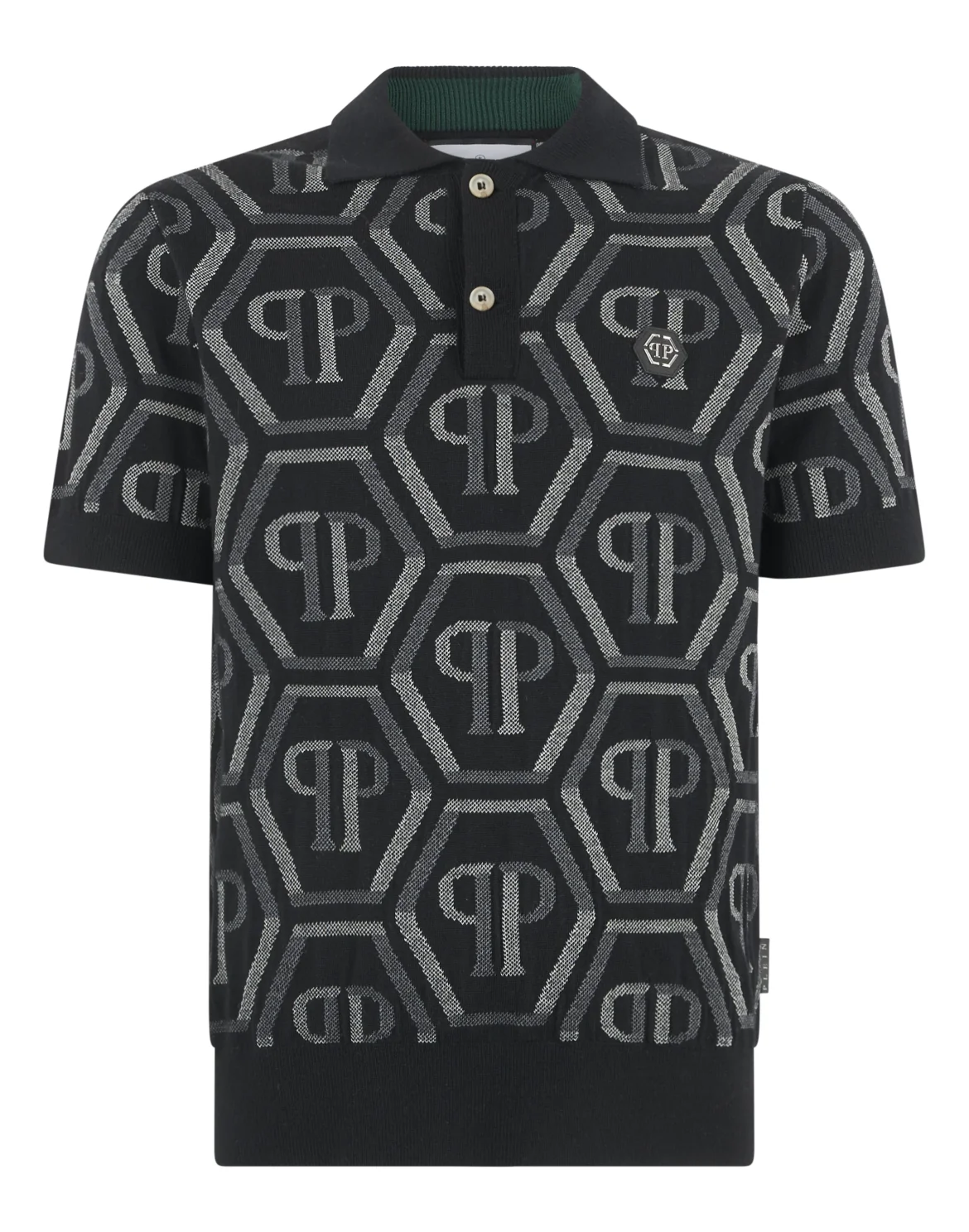 Wool Knitted Polo T-Shirt Monogram, цвет: Черный