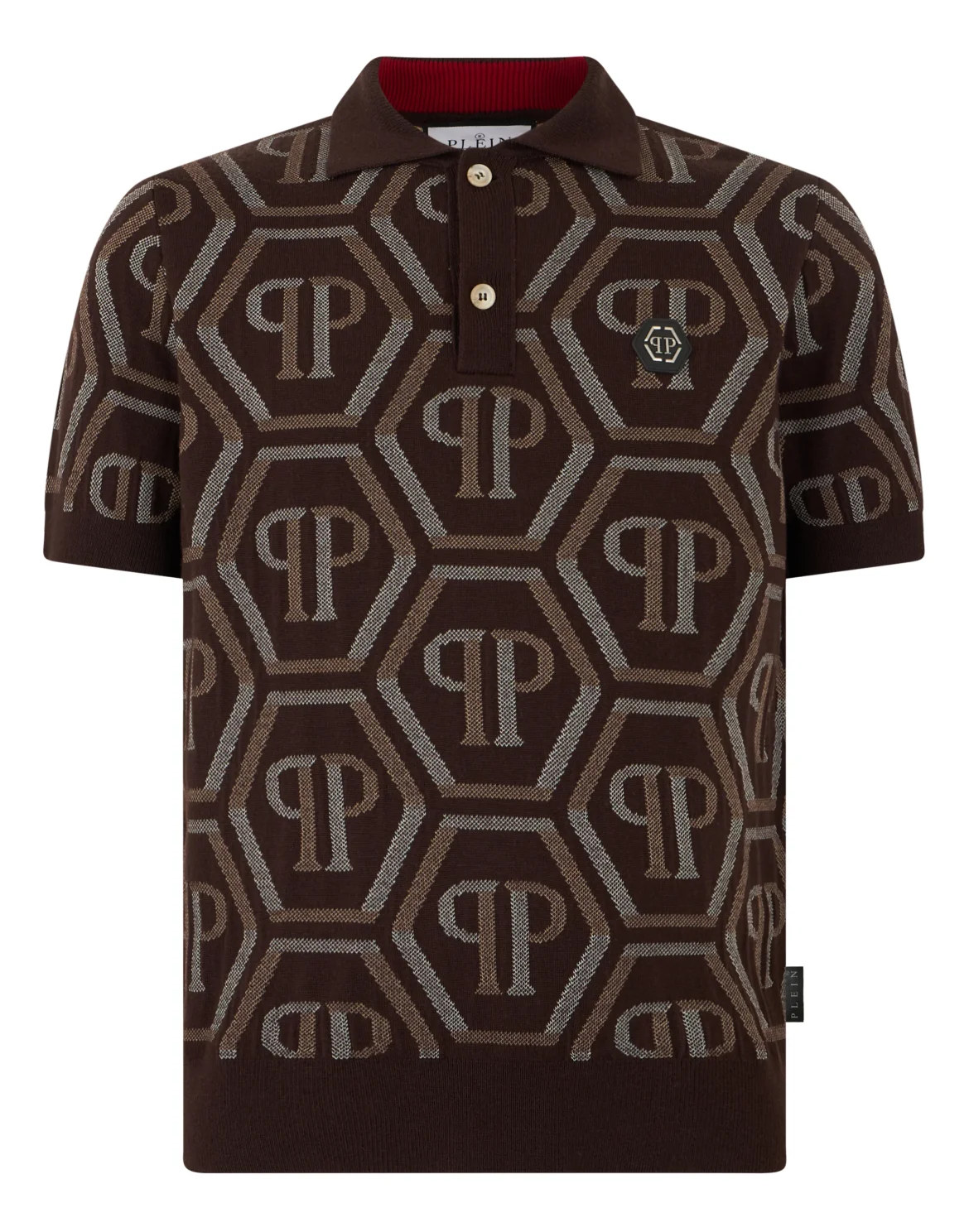 Wool Knitted Polo T-Shirt Monogram, цвет: Коричневый