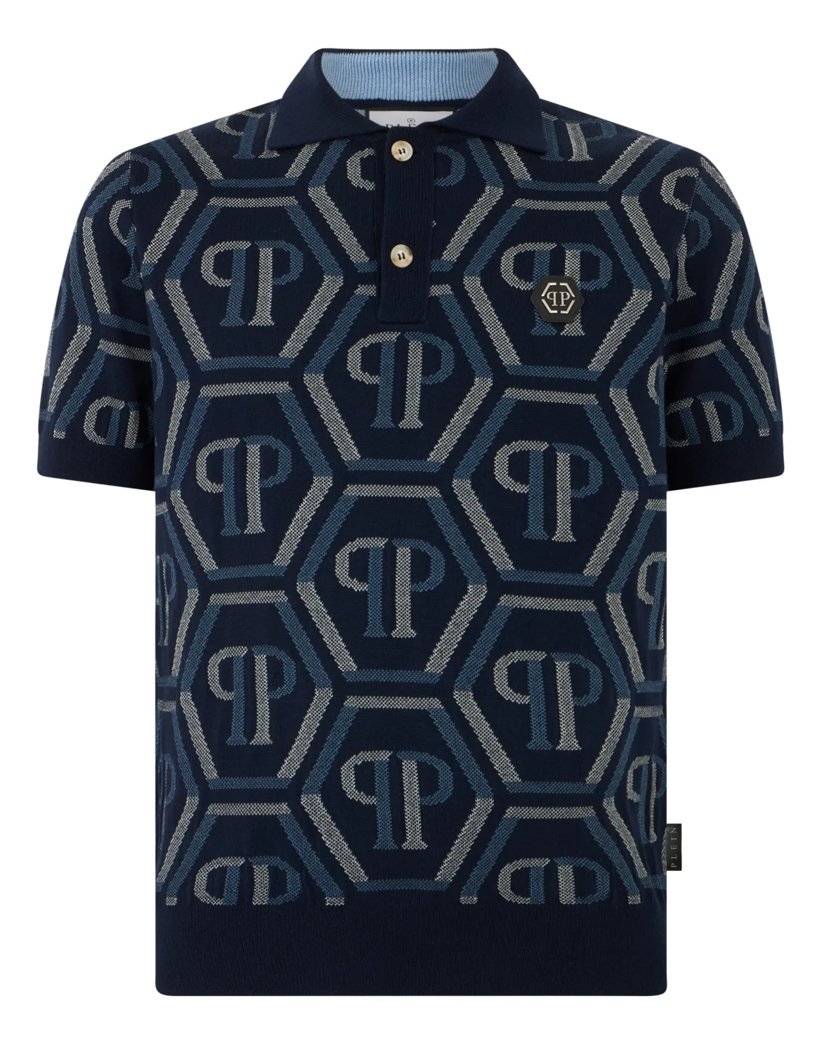 Wool Knitted Polo T-Shirt Monogram, цвет: Синий