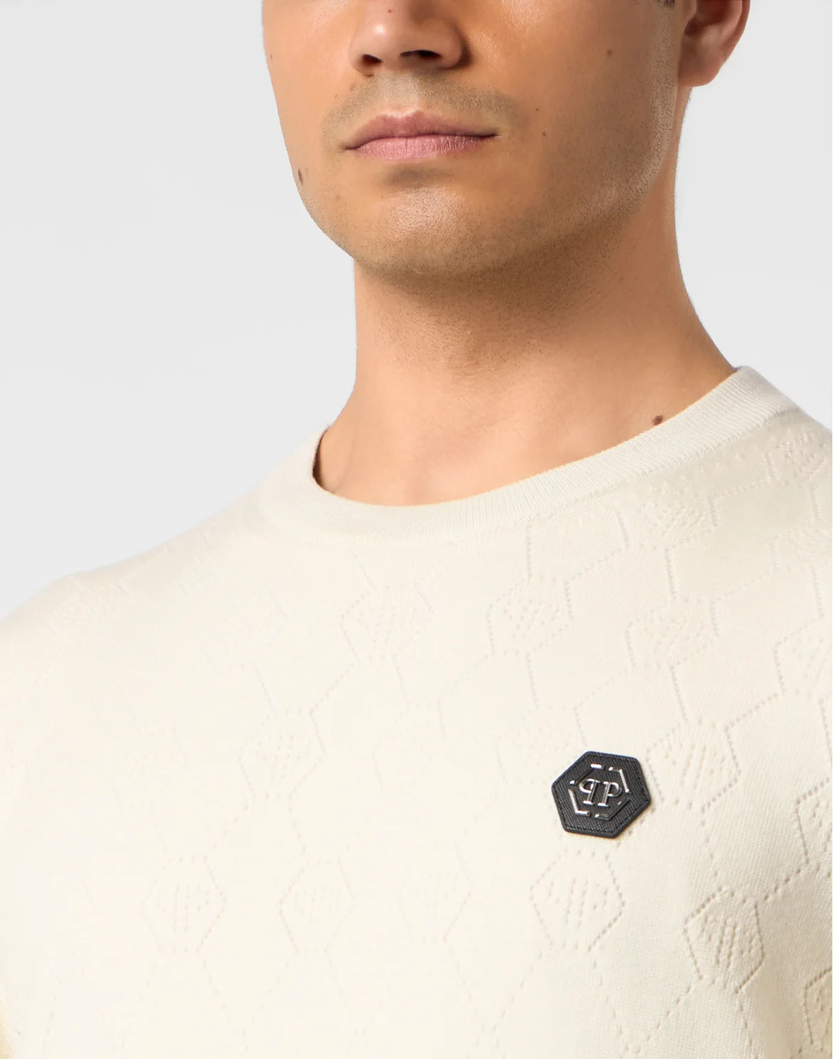 Wool Knitted Round Neck T-Shirt Monogram, цвет: Белый