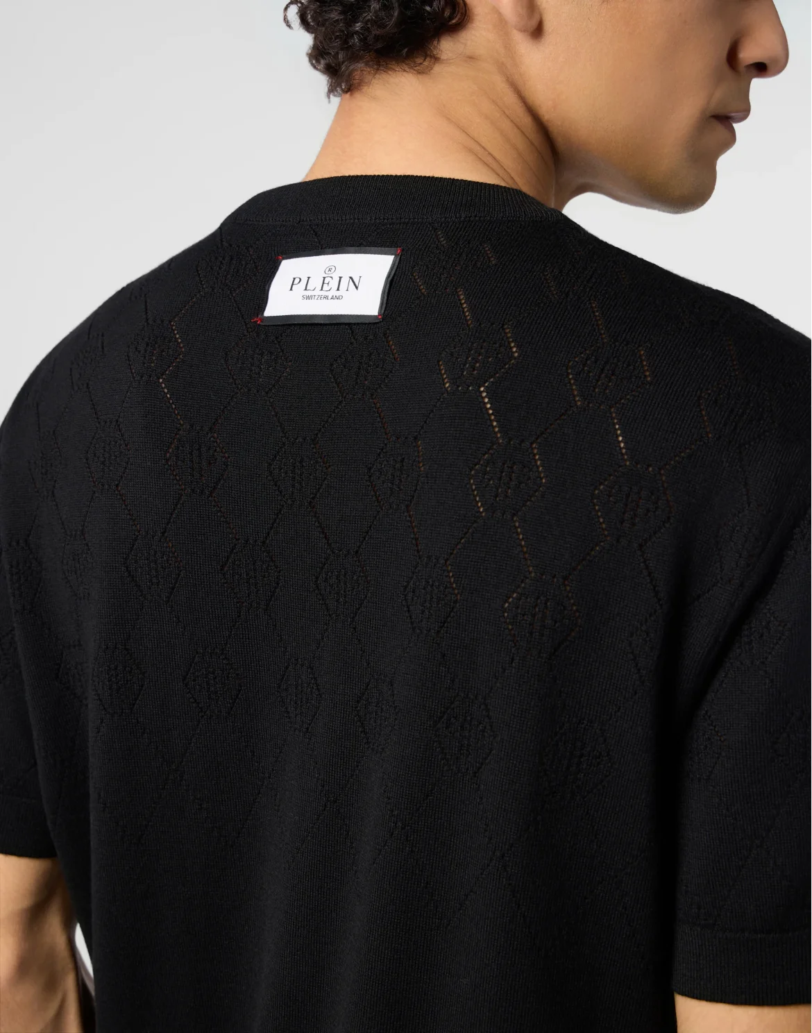 Wool Knitted Round Neck T-Shirt Monogram, цвет: Черный