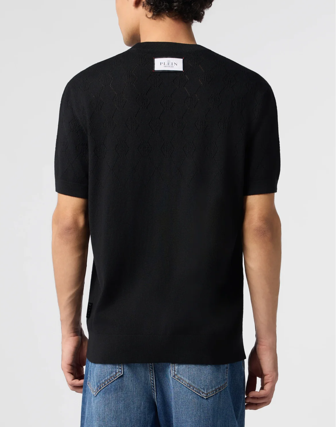Wool Knitted Round Neck T-Shirt Monogram, цвет: Черный