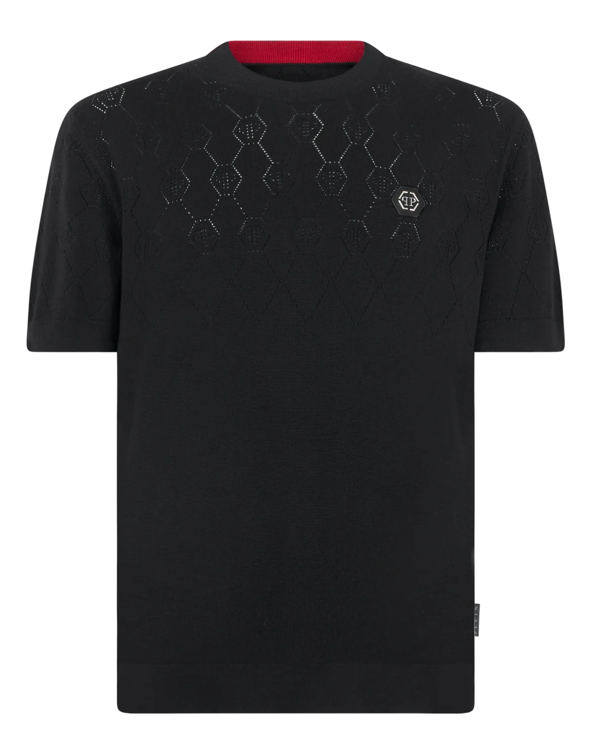Wool Knitted Round Neck T-Shirt Monogram, цвет: Черный