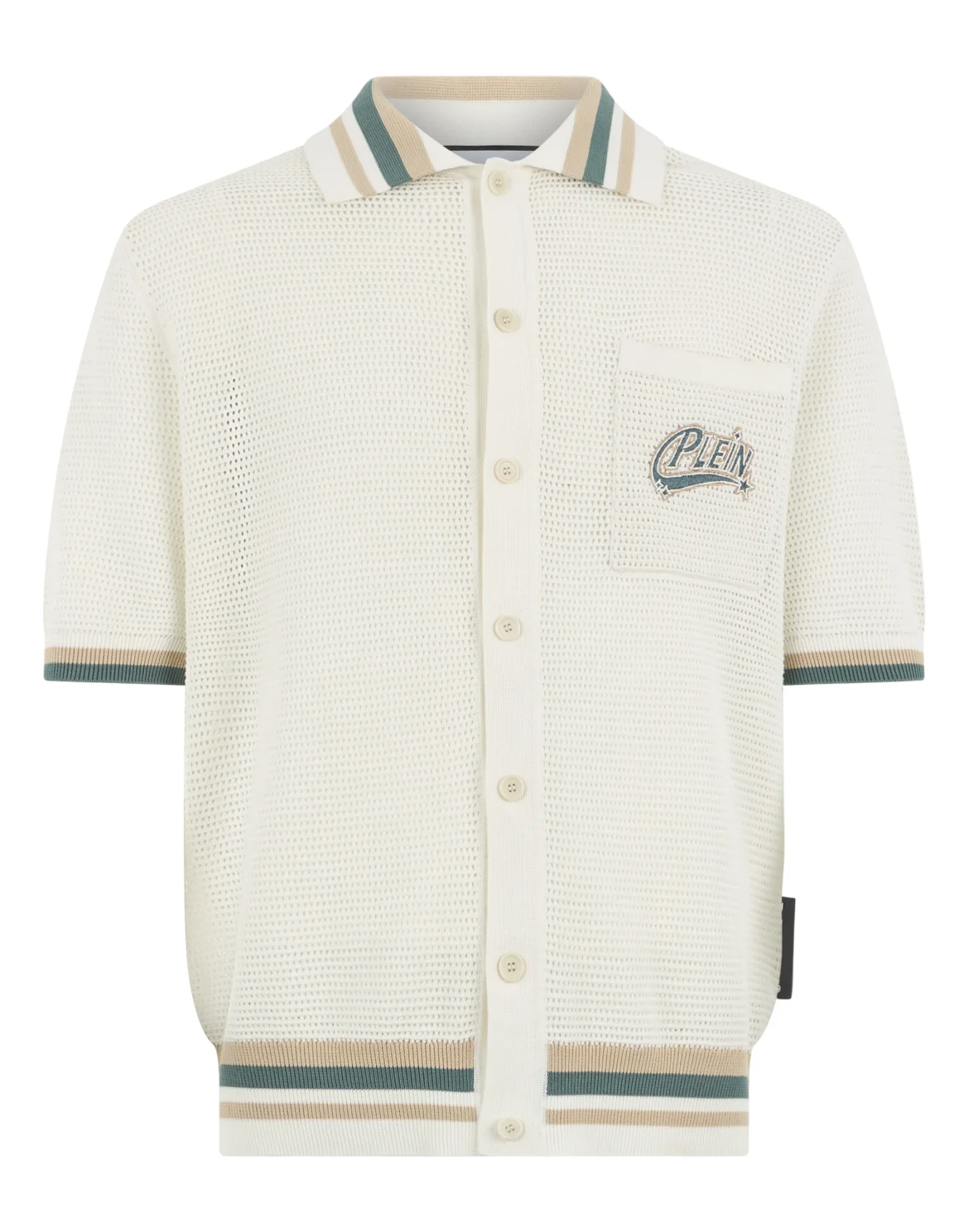 Knitted Polo Shirt Plein Stars Patch, цвет: Бежевый