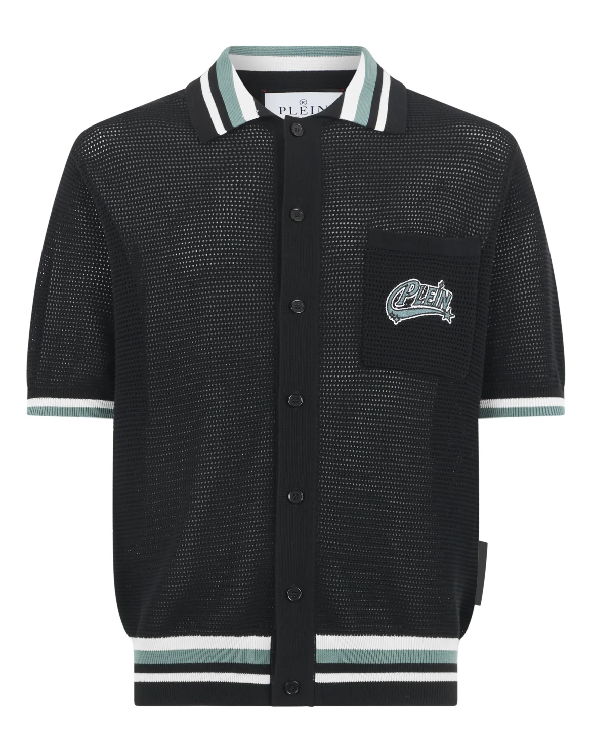 Knitted Polo Shirt Plein Stars Patch, цвет: Черный